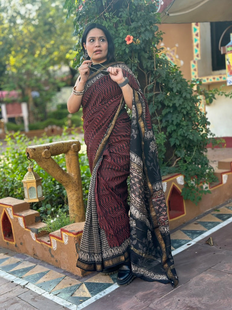 Rangdwaya - Handblock Cotton Silk