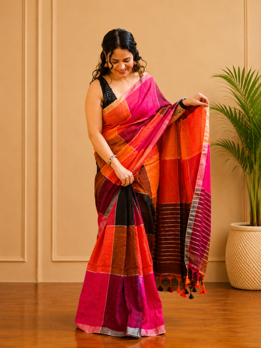 Bahurangi - Linen Saree