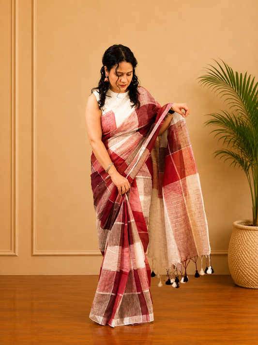 Varnamanjari - Linen Saree