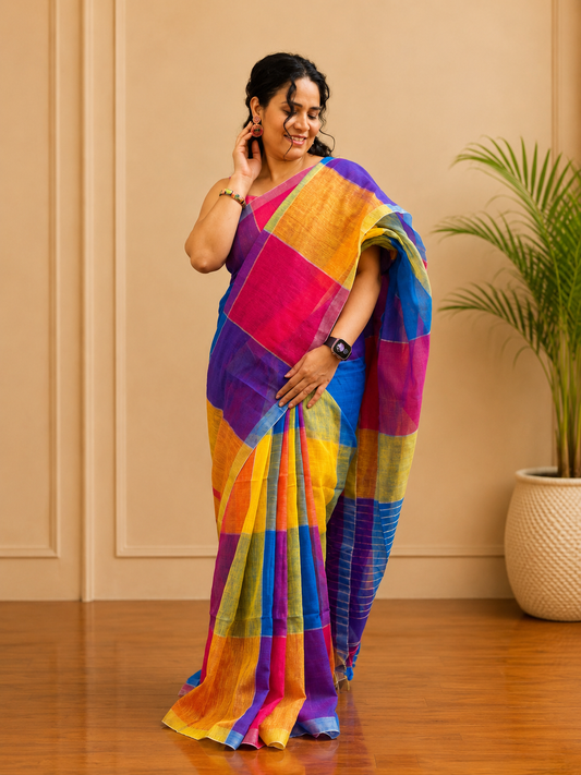 Rangvarna - Linen Saree