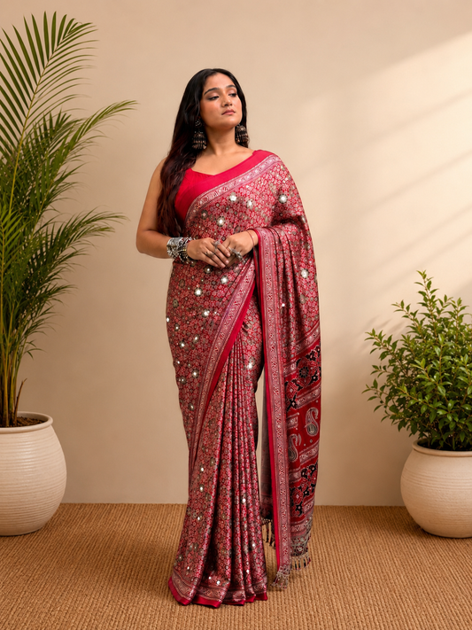 Kiranmayi - Satin Silk Ajrakh