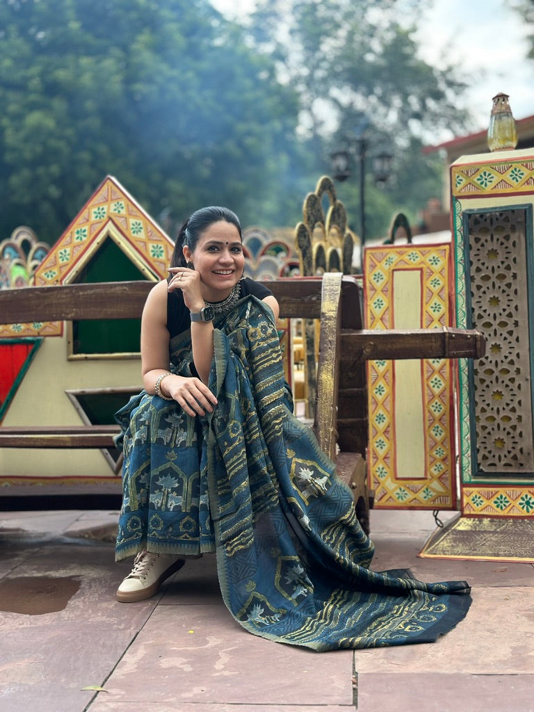 Neelchhaap - Cotton Handblock