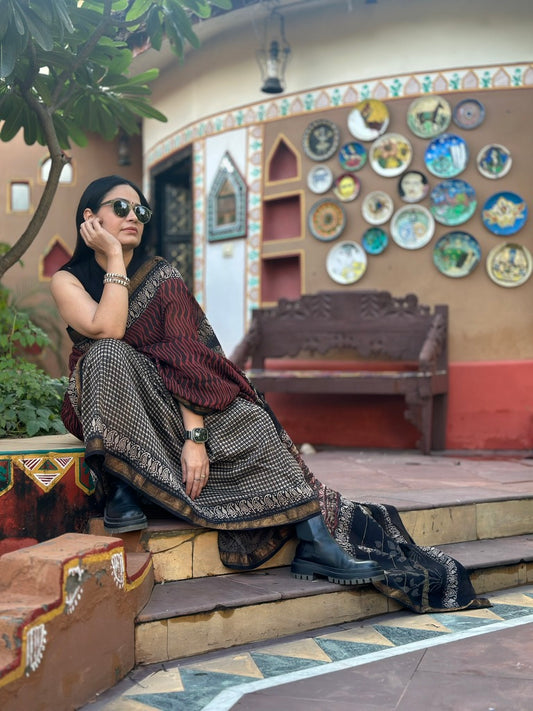 Rangdwaya - Handblock Cotton Silk