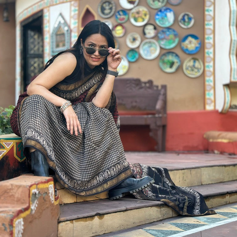 Rangdwaya - Handblock Cotton Silk