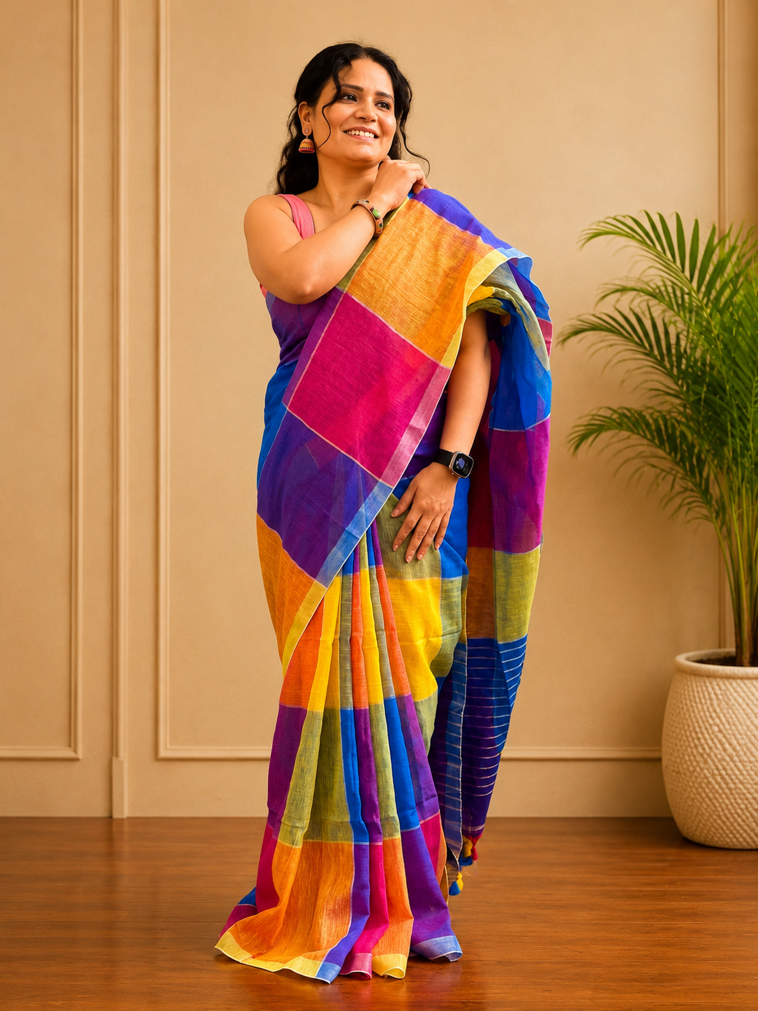 Rangvarna - Linen Saree