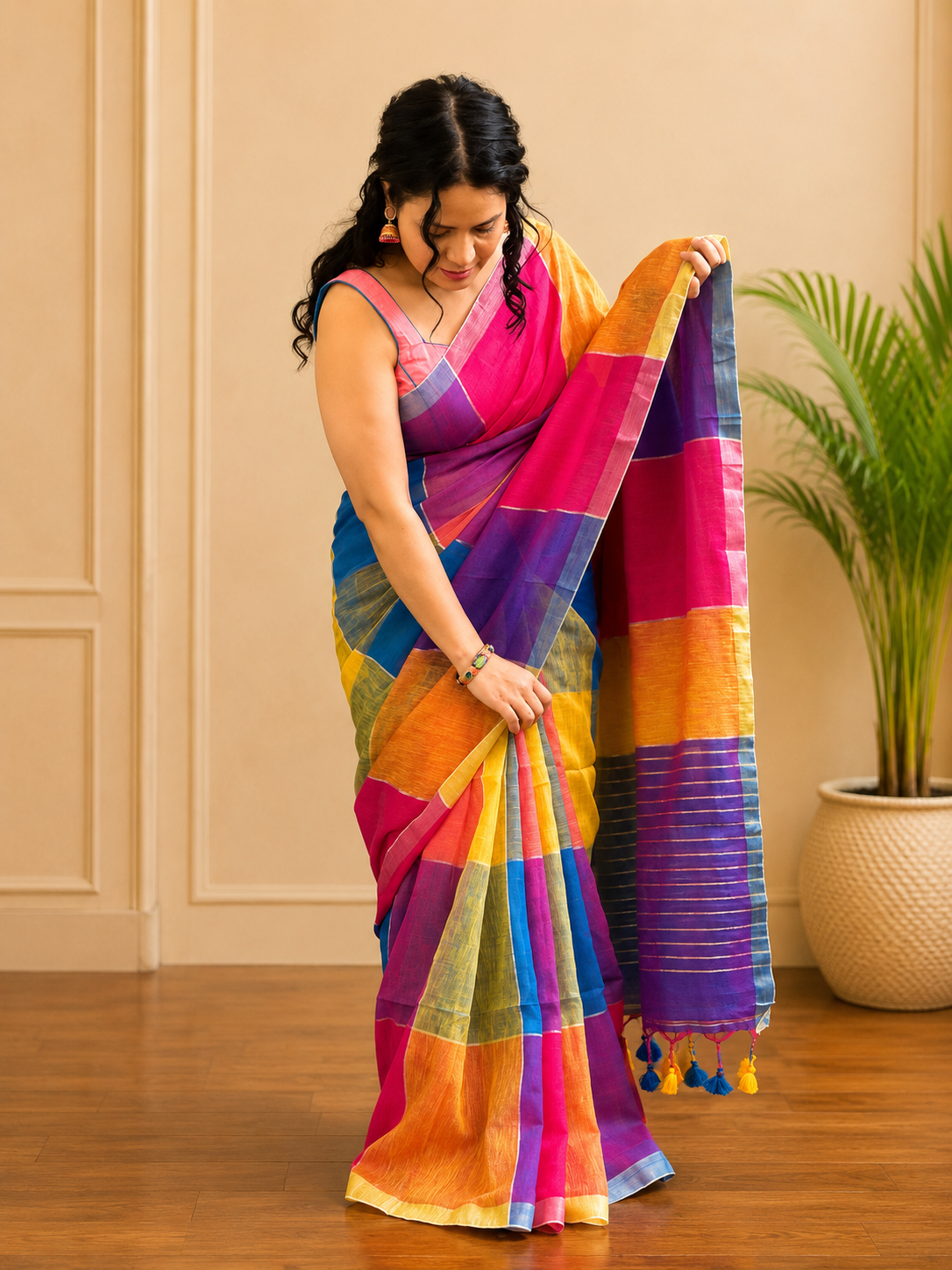 Rangvarna - Linen Saree