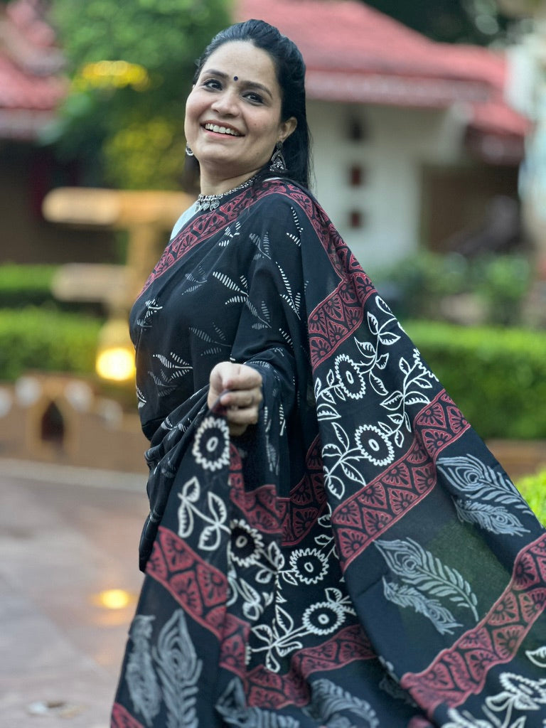 Shyama Rekha - Handblock Cotton