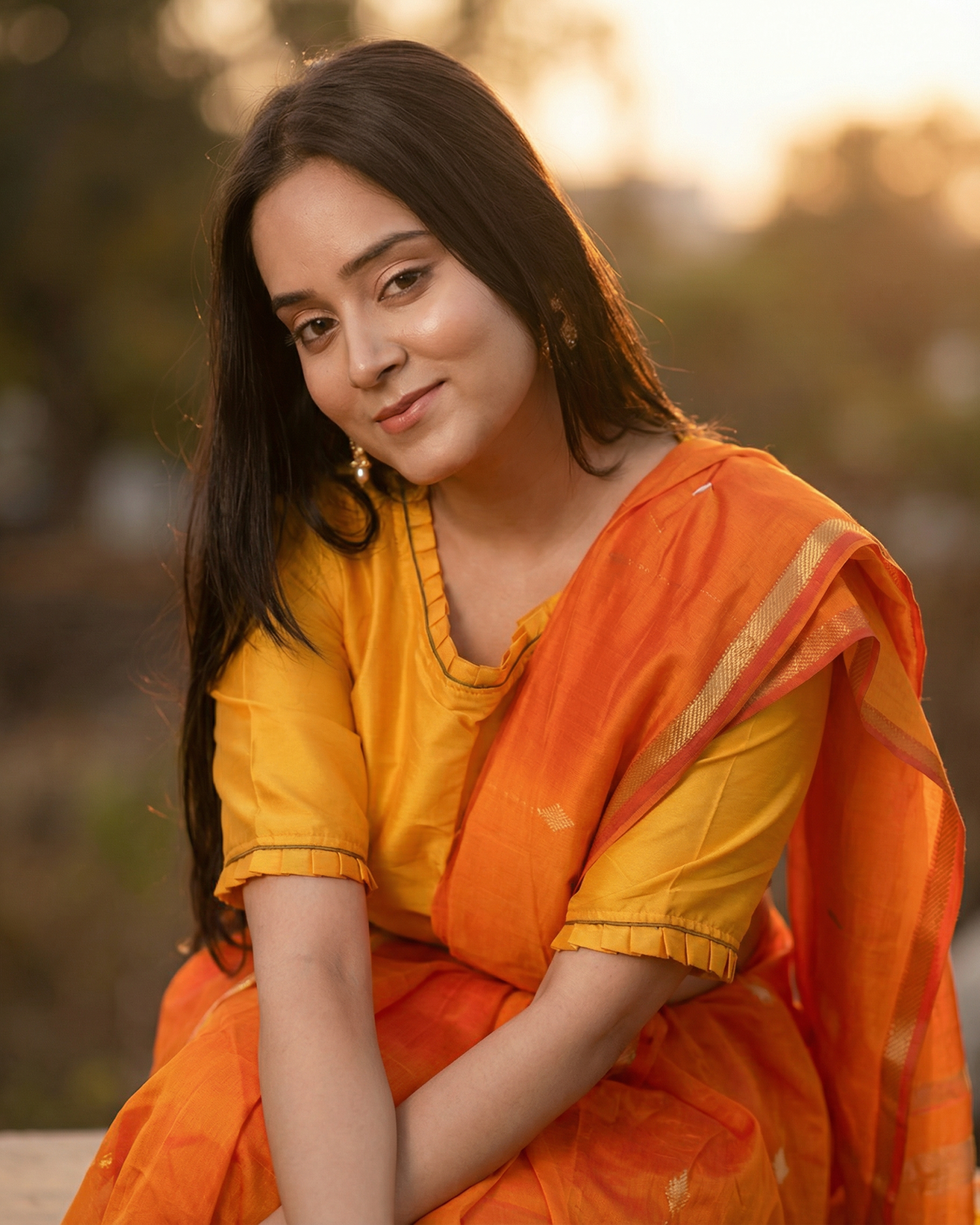 Kesariya - Handloom Maheshwari